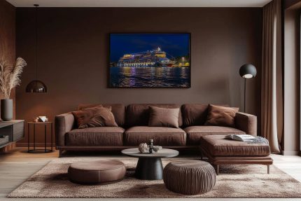 Wandbild AIDAmar Nachts in Stockholm