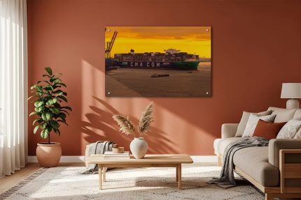 Wandbild CMA CGM - Harbor Glow