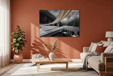 Wandbild Golden Glow im Fjord