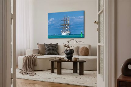 Wandbild Gorch Fock vor Warnemünde