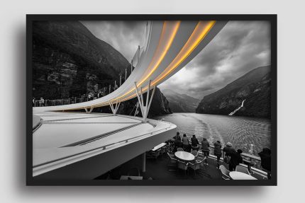 Wandbild Golden Glow im Fjord